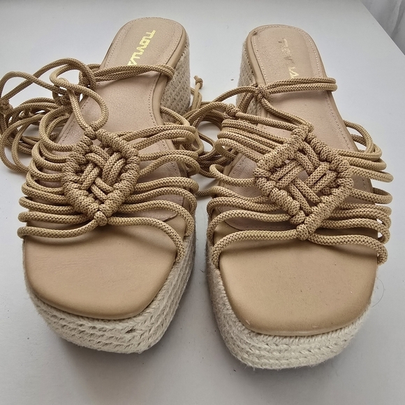 Novus Boho Tan Neutral Espadrilles Ankle Ties Sandals - Picture 7 of 11